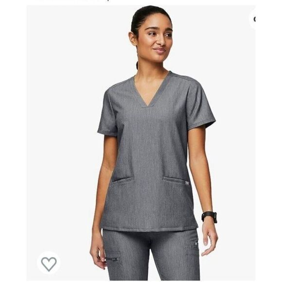 Figs Casma Scrub Top Three Pocket Short Sleeve Graphite Gray Size Medium - Picture 1 of 10